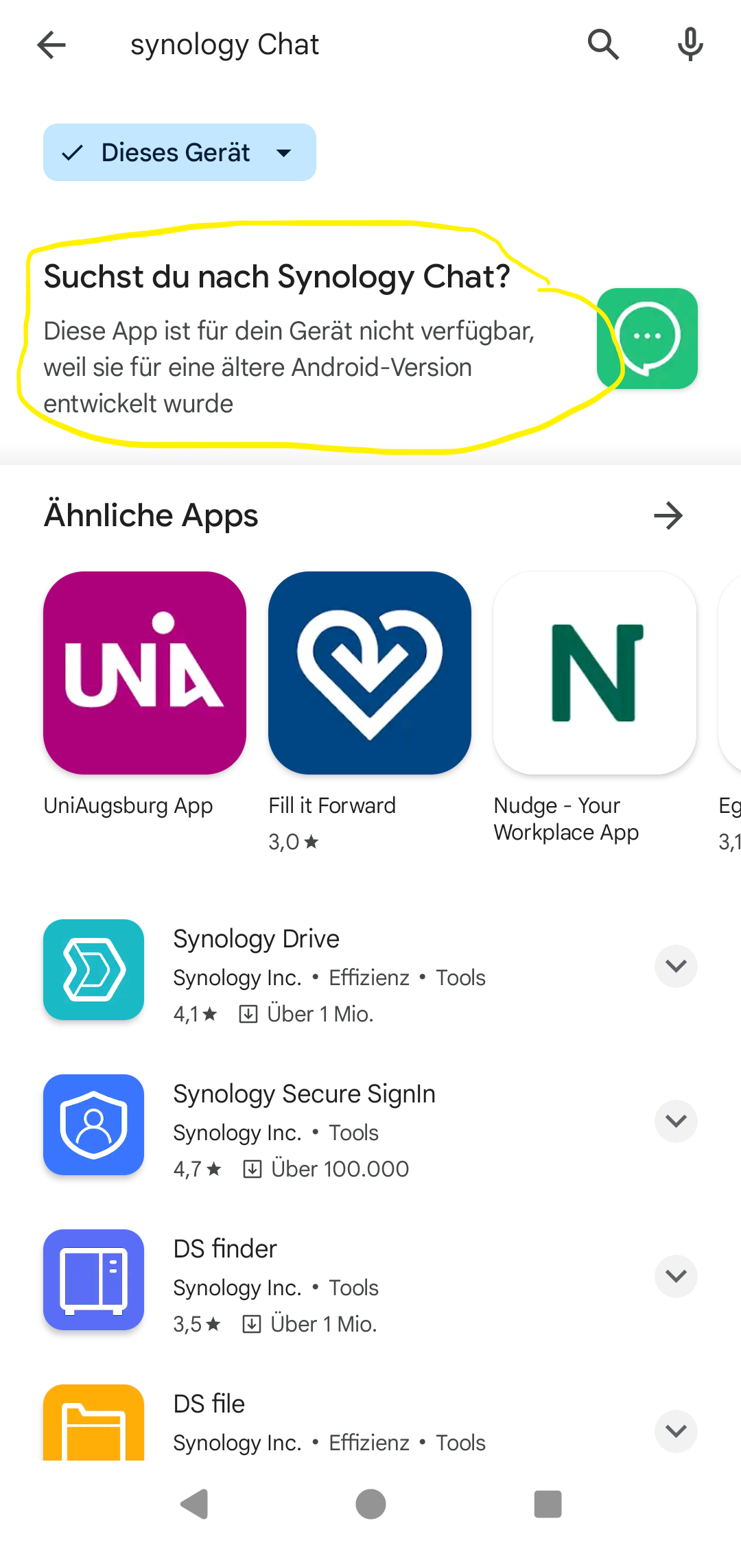 Synology Chat bei Google Play