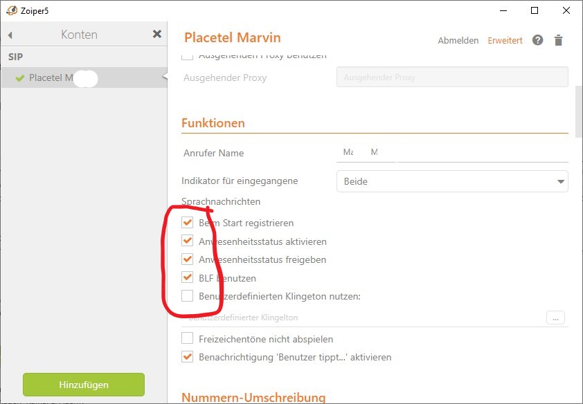 BLF aktivieren